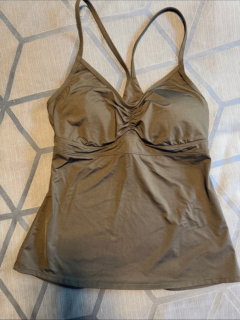 Athleta Light Blue Swim Top with Black Trim NWOT